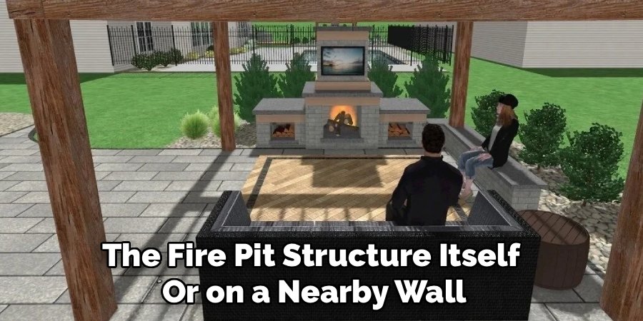 The Fire Pit Structure Itself
Or on a Nearby Wall