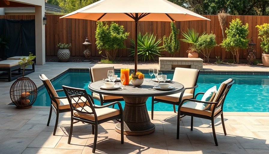 If you plan to eat meals by the pool, the placement of your dining set requires careful thought. Unlike lounge chairs, dining tables take up a significant amount of footprint and require space for chairs to be pulled out. Ideally, place your dining table in a location that is convenient to the grill or kitchen entrance but far enough back from the pool edge to avoid accidents. A distance of at least six feet from the water is recommended. Round tables are often better for flow in tighter spaces, as they lack sharp corners. Ensure that the ground underneath is level and stable so that drinks don't spill, and consider placing this zone in a spot that receives afternoon shade or can be covered by an umbrella.